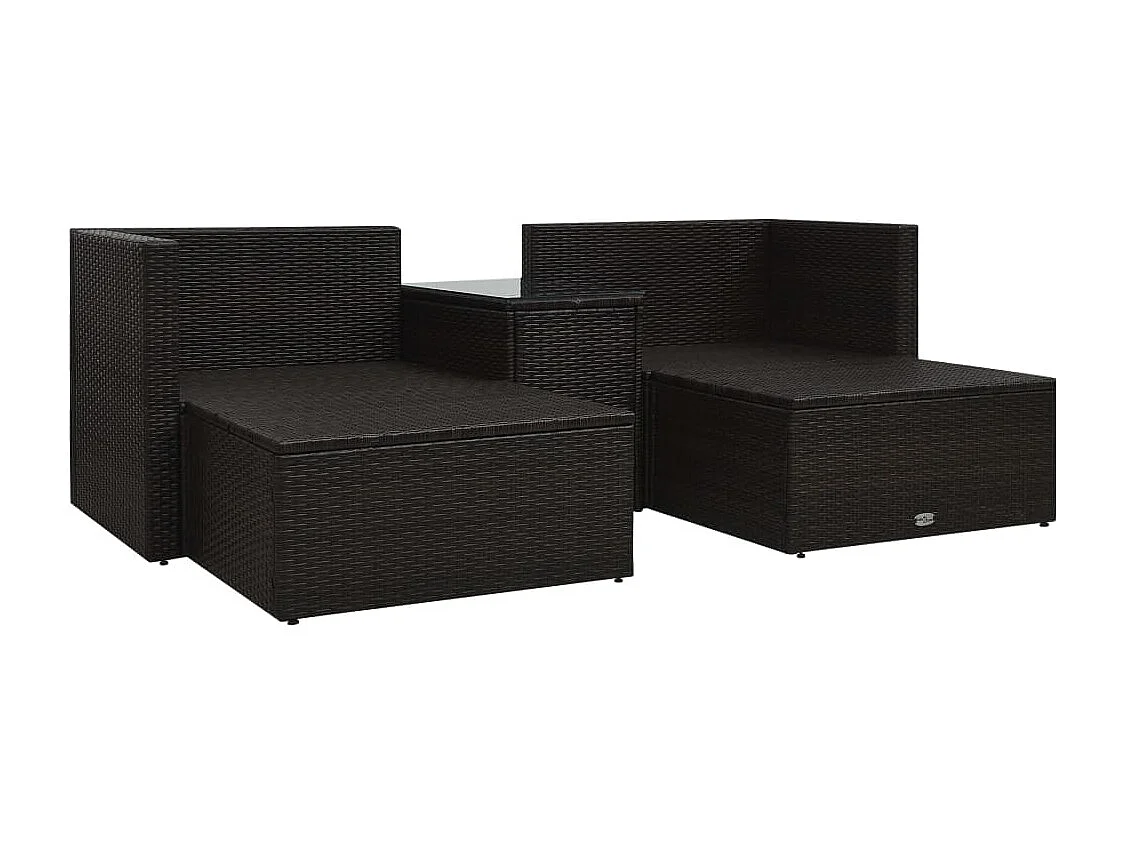 5 pcs conjunto lounge jardim c/ almofadões vime PE castanho PT46563