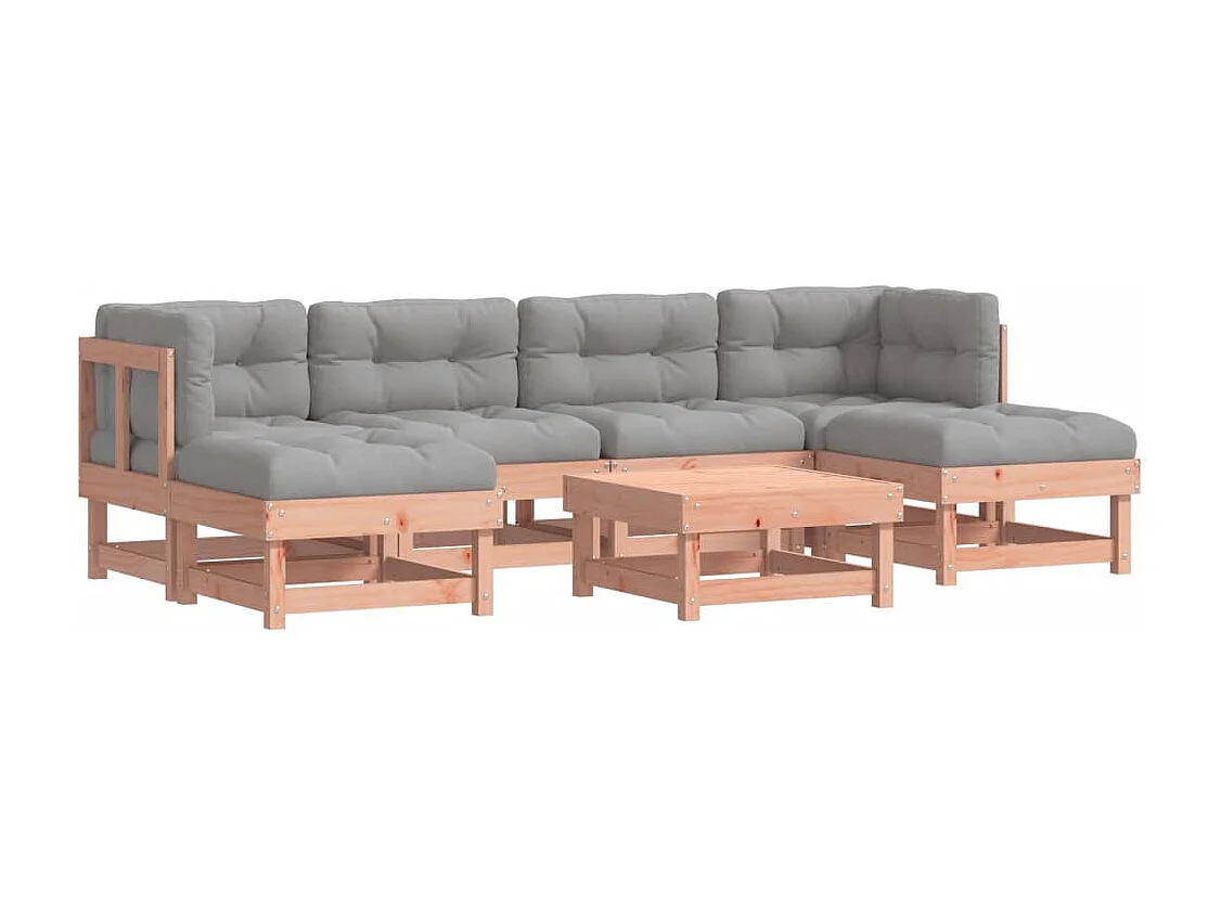 Salon de jardin 7 pcs avec coussins bois massif douglas SSG24247