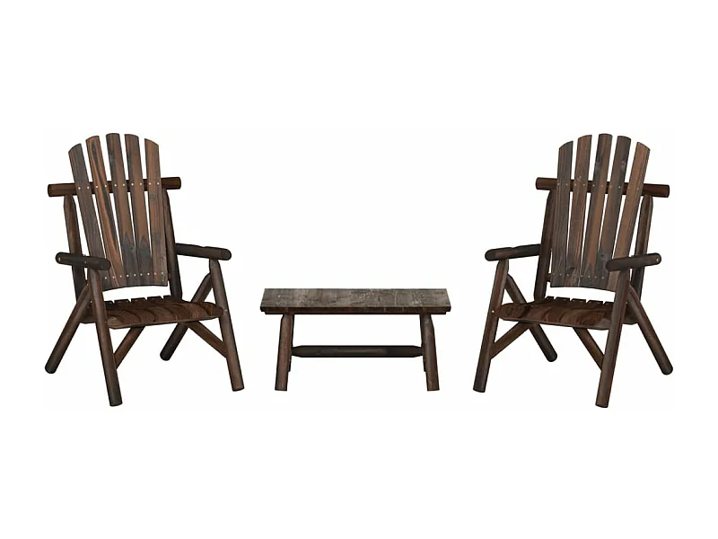 3-tlg. Garten-Sitzgruppe: Sofa + Tisch | Garten-Lounge-Set Massivholz Fichte -GKD718352