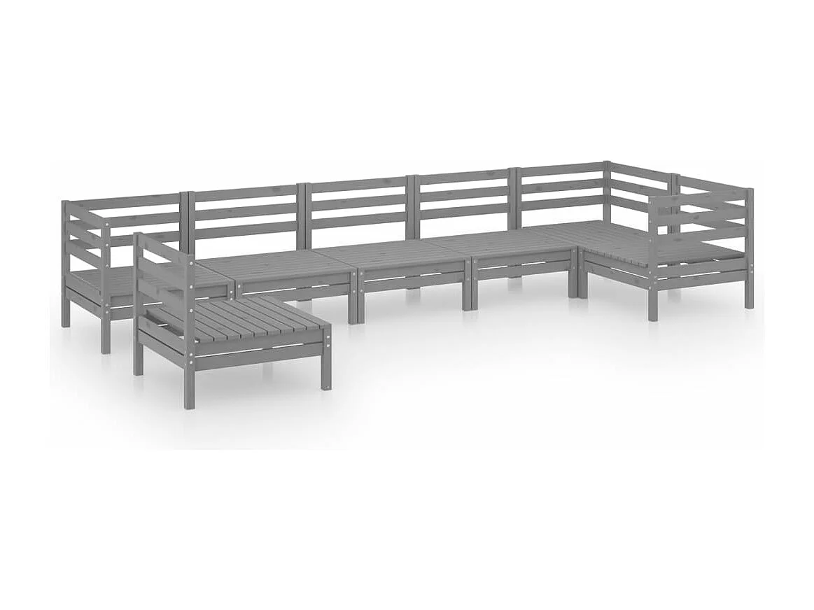 7-tlg. Garten-Sitzgruppe | Garten-Lounge-Set Massivholz Kiefer Grau -GKD102329