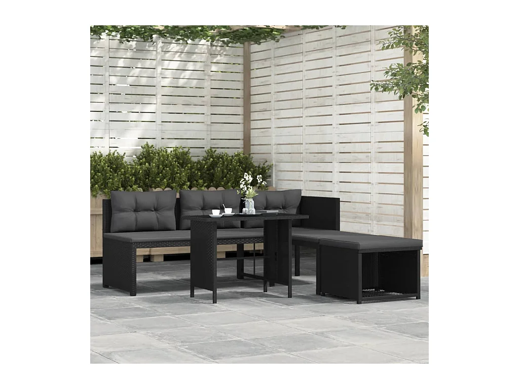Salon de jardin 4 pcs Résine tressée Noir BE66857