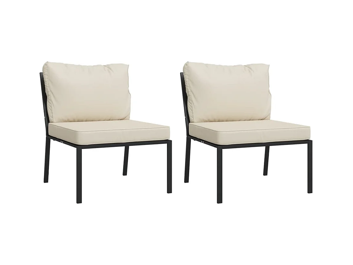 Salon de jardin 5 pcs avec coussins sable acier BE47635