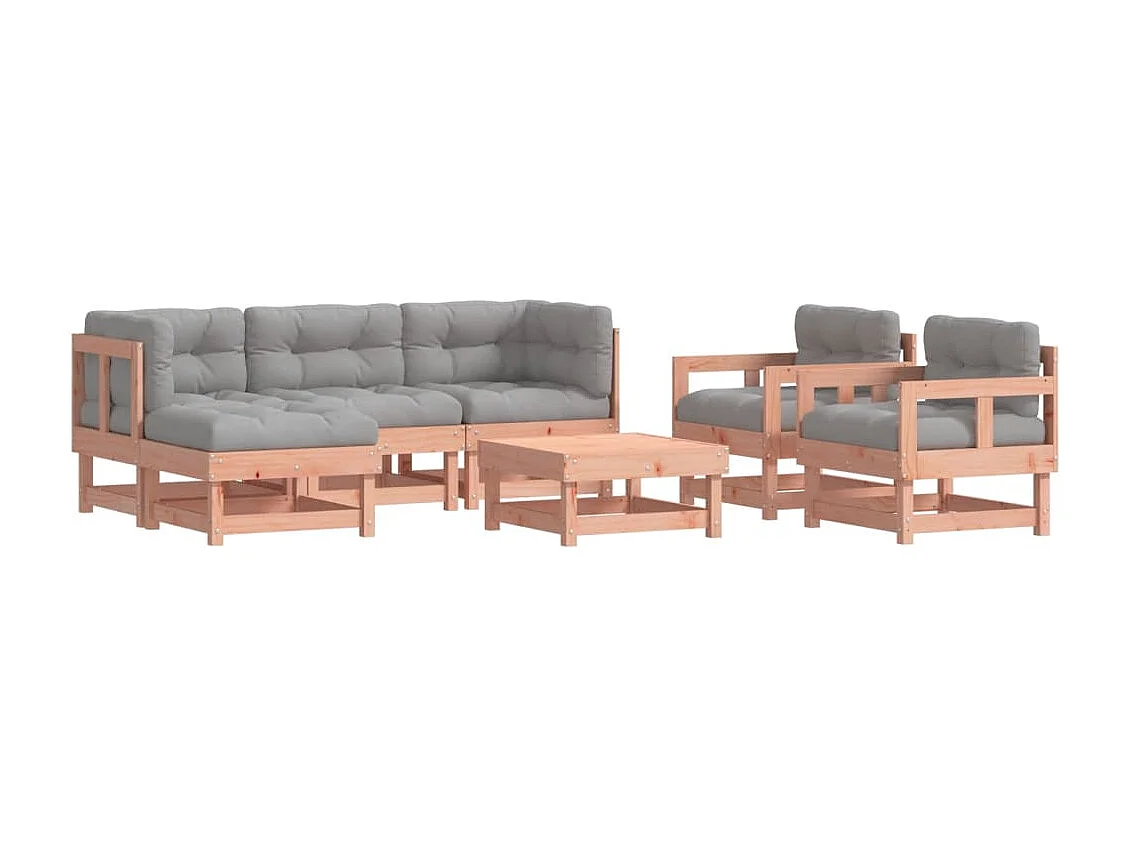 Salon de jardin 7 pcs avec coussins bois massif douglas SSG60237
