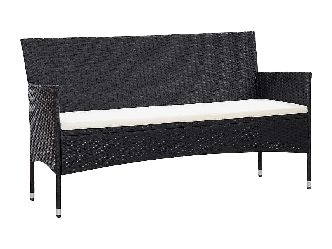 Salon de jardin 5 pcs avec coussins Résine tressée Noir BE10782