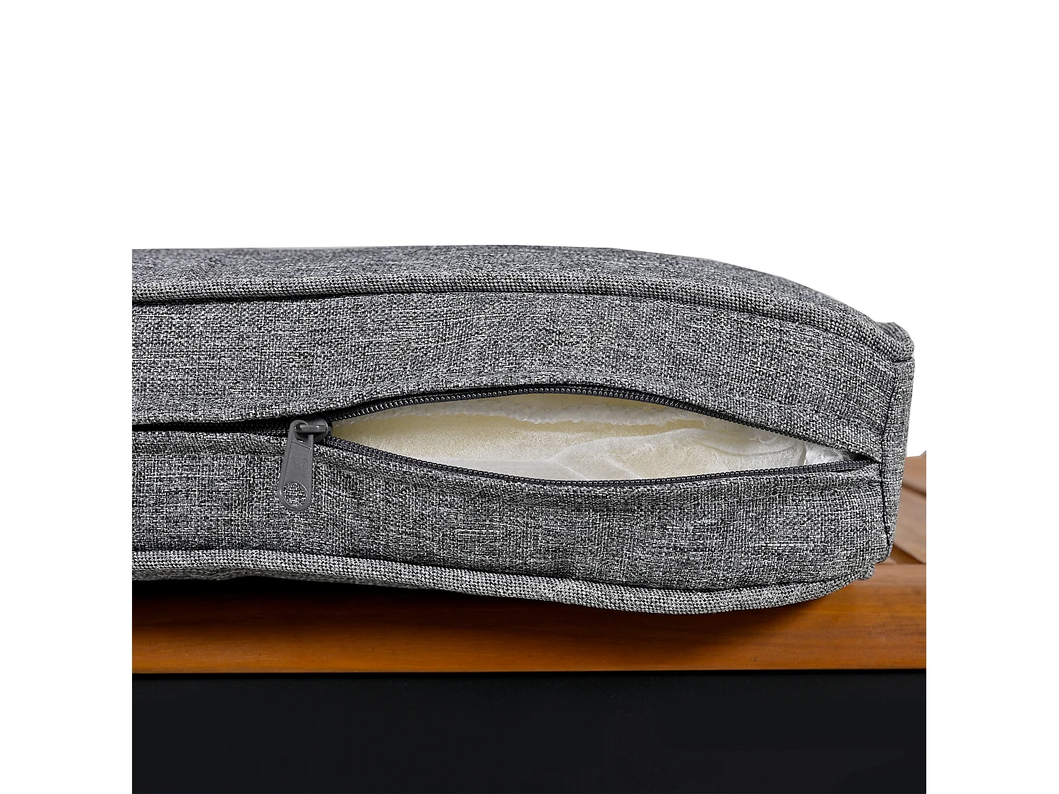 Tuinmeubelset - 2-zitsbank + 2 fauteuils + rechthoekige salontafel - zit- en rugkussens - ijzer en hout - bruin en grijs