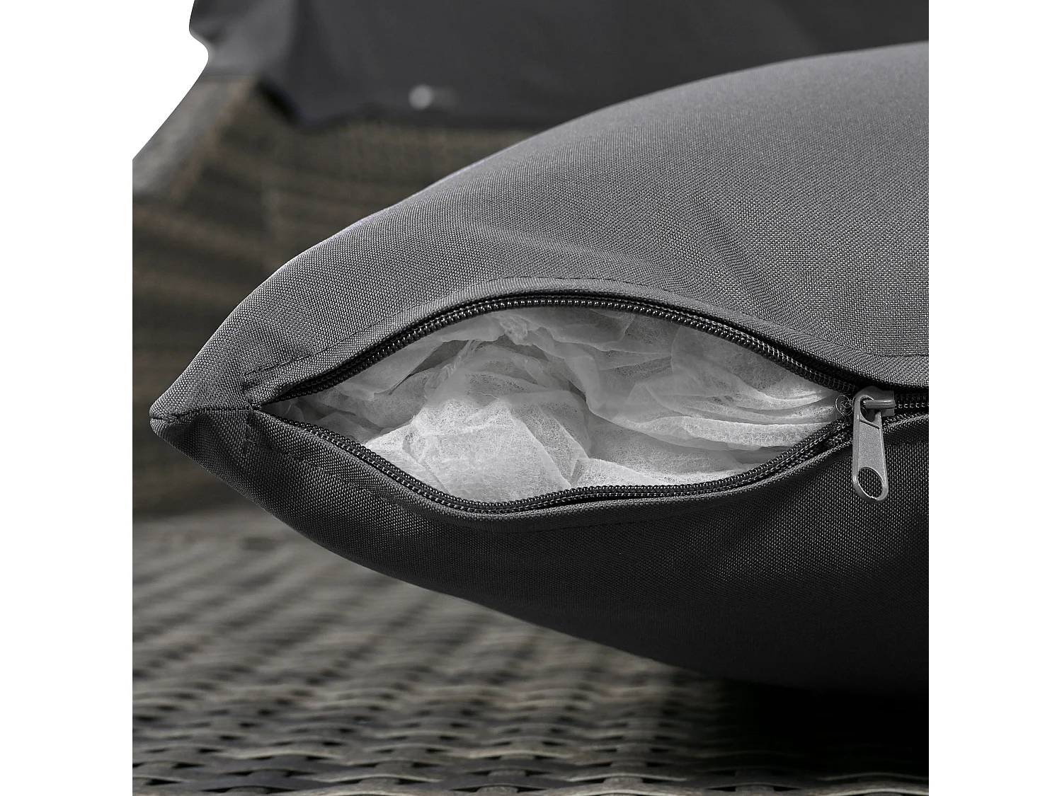 2-zits tuinmeubelen van geweven hars, tuinbed met verstelbare luifel, terrasfauteuil, inclusief 6 kussens, grijs