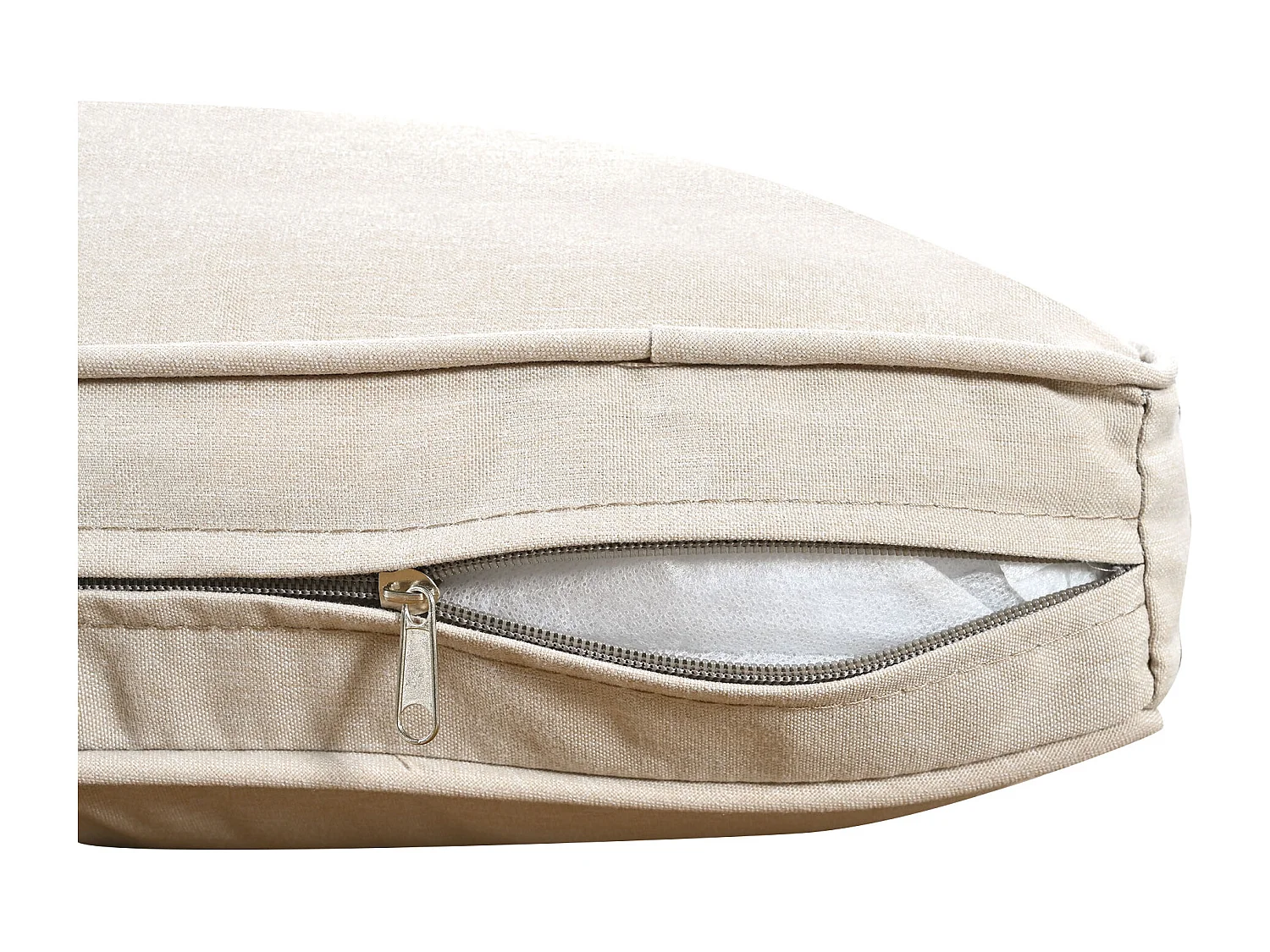 Muebles de jardín modulares de aluminio para 5-6 personas. - 2 sofás esquineros, 1 mesa de centro, incluidos 7 cojines beige y 4 cojines de asiento beige - Blanco