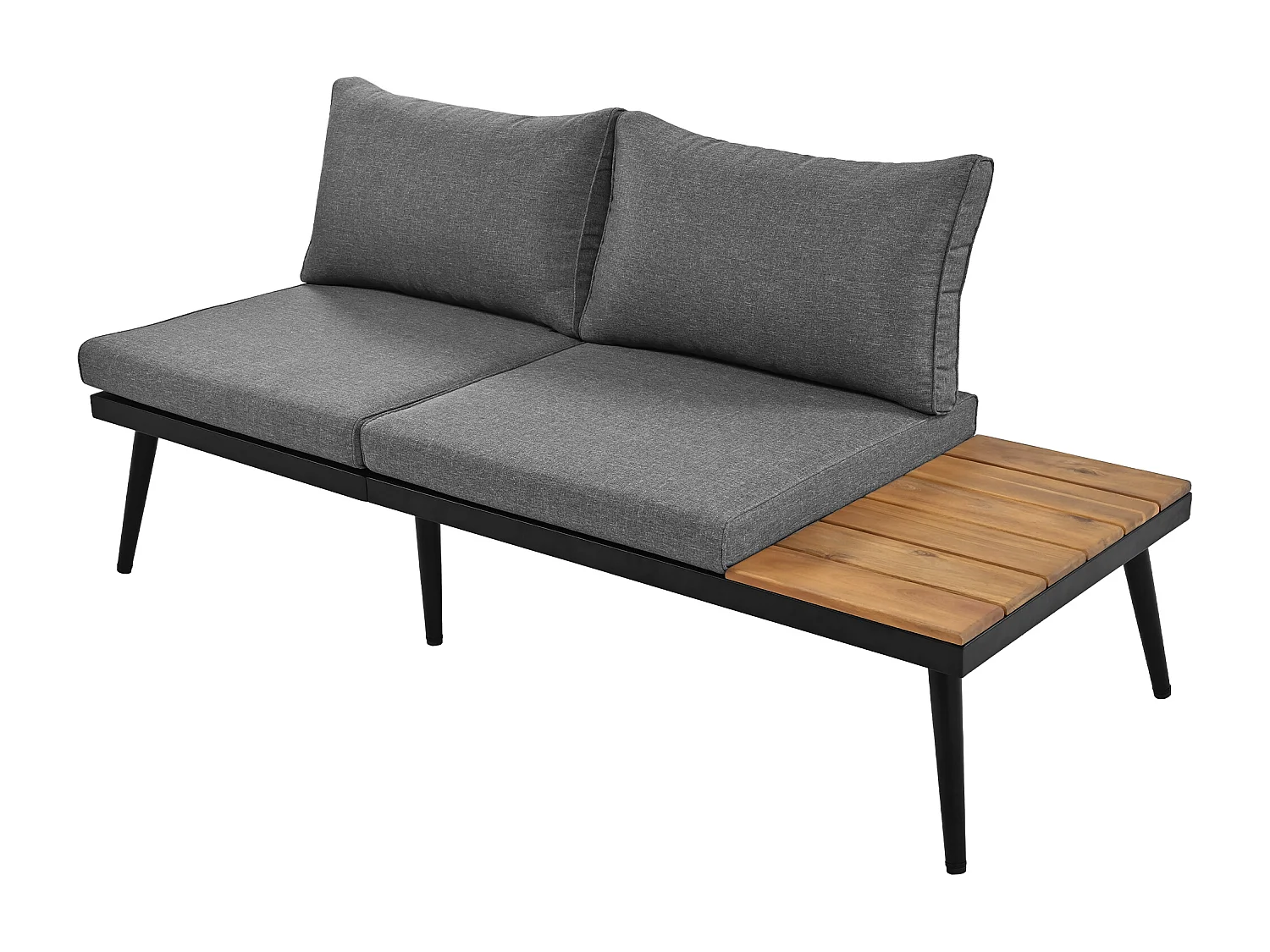 6-zits modulaire tuinmeubelset - 2 bank + 2 stoelen + set van 2 uittrekbare salontafels - kleur: antiekgrijs + bruin