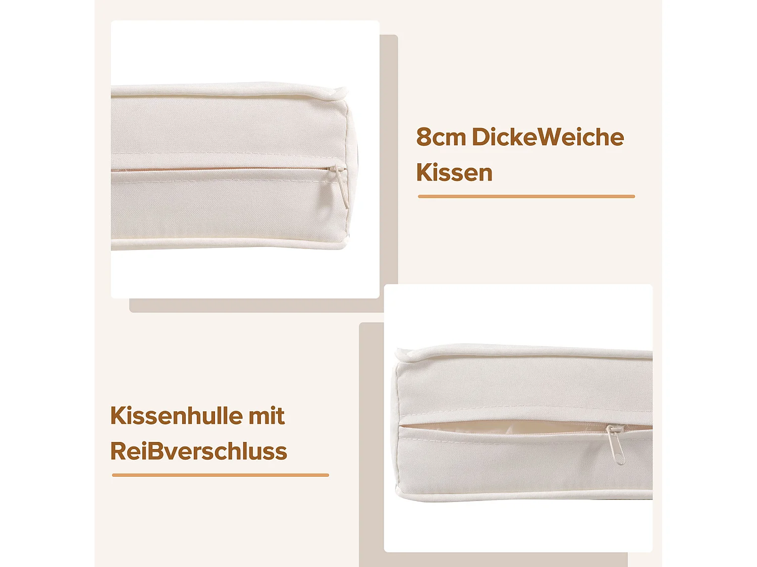 Ensemble salon de jardin modulable en fer et corde tressée - 2 fauteuils, 2 canapés 2 places et 2 tables - coussins inclus - beige