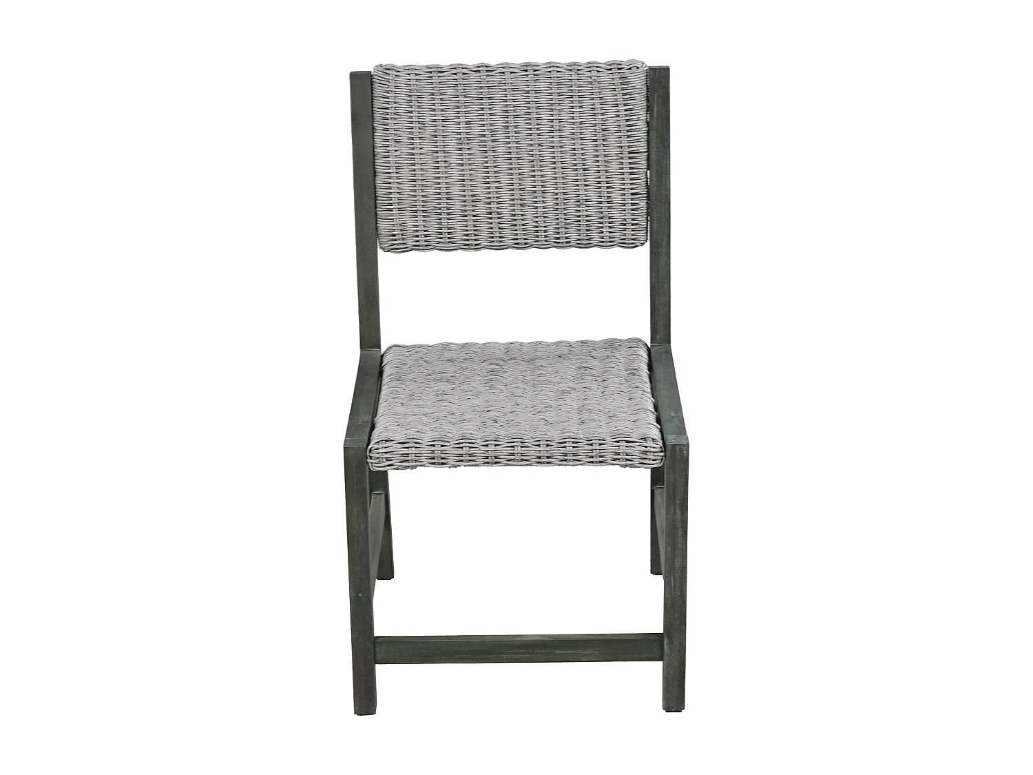 7-teiliges Outdoor-Esstischset für 6 Personen. aus HDPE-Rattan und Akazienholz – 1 Tisch + 6 Stühle – für Garten oder Terrasse – grün