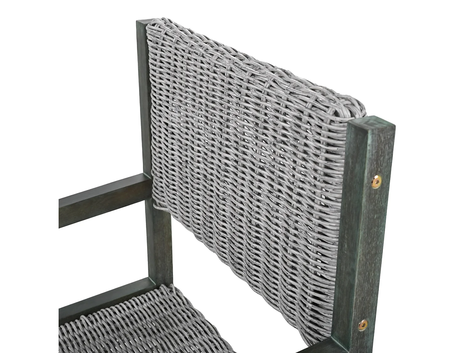 7-teiliges Outdoor-Esstischset für 6 Personen. aus HDPE-Rattan und Akazienholz – 1 Tisch + 6 Stühle – für Garten oder Terrasse – grün