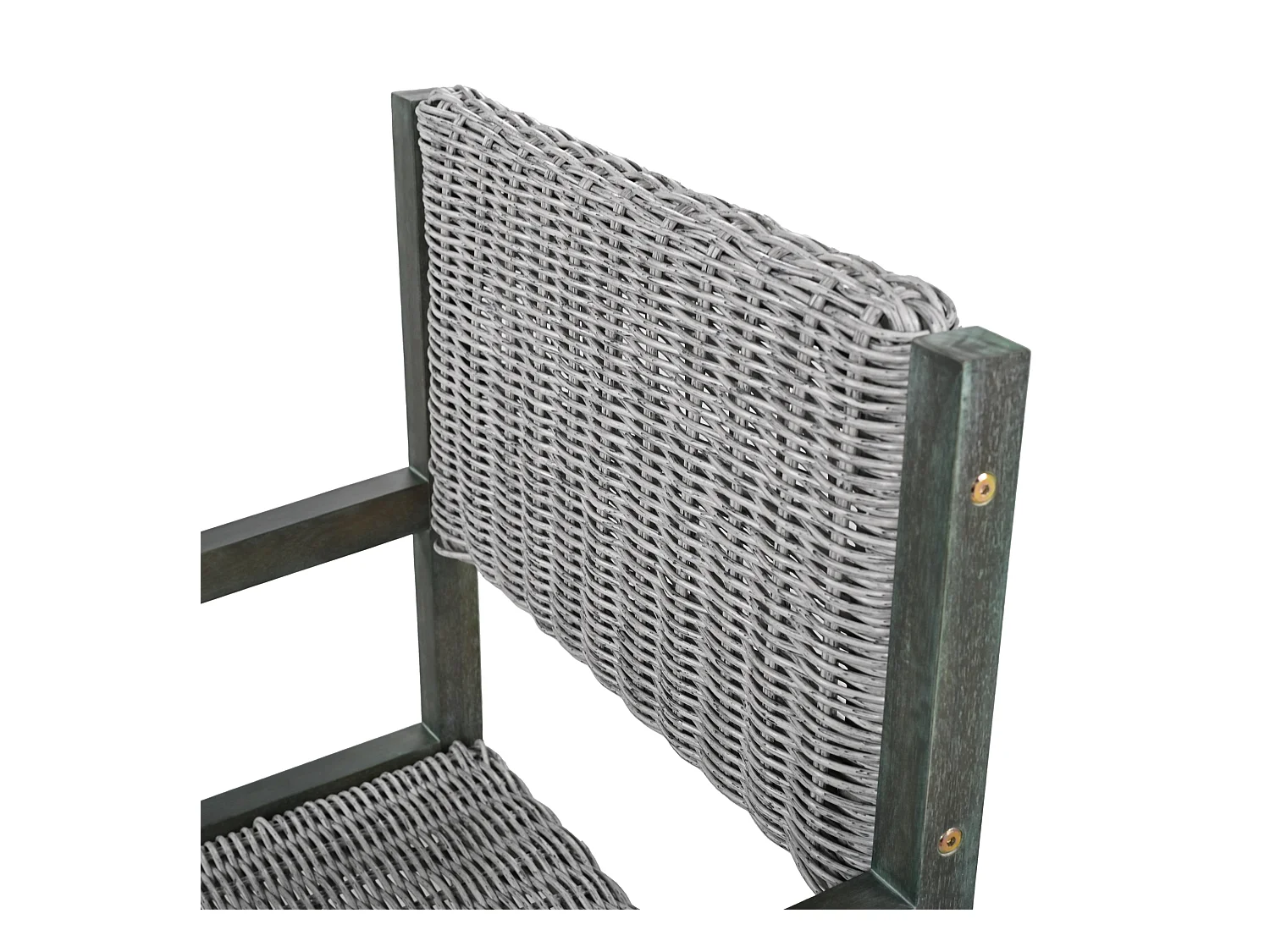 7-delige buiten eettafelset voor 6 personen. in HDPE rotan en acaciahout - 1 tafel + 6 stoelen - voor tuin of terras - groen