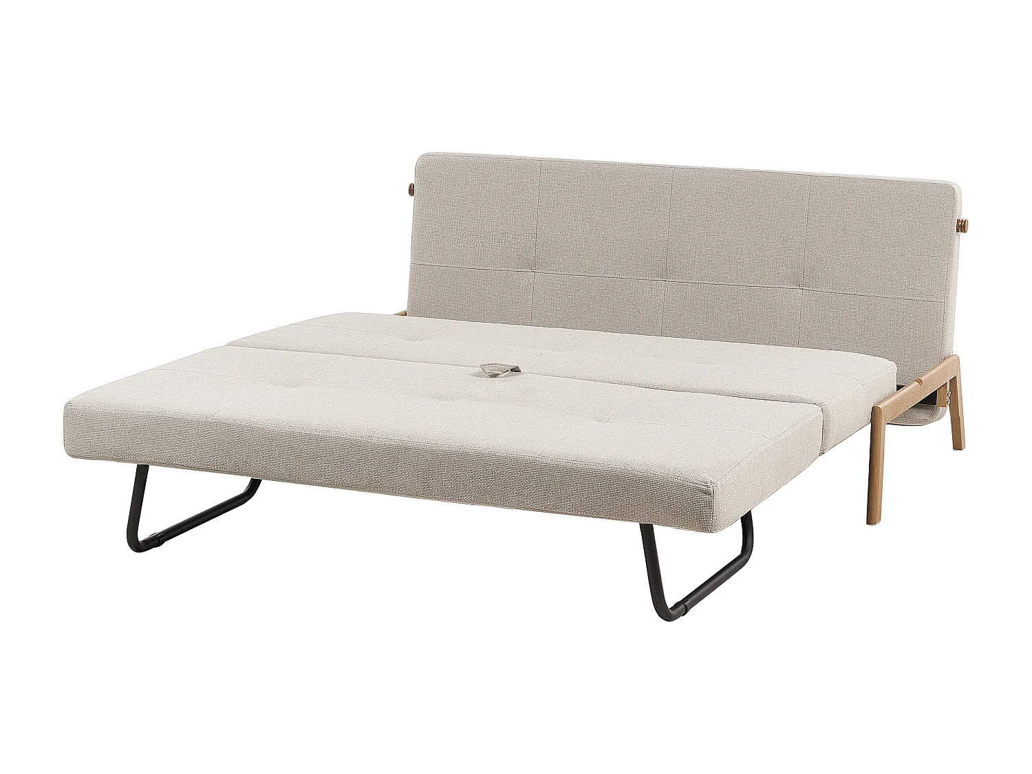 2-Sitzer Schlafsofa Stoffbezug beige gesteppt hohe Metallbeine Skandi Edland