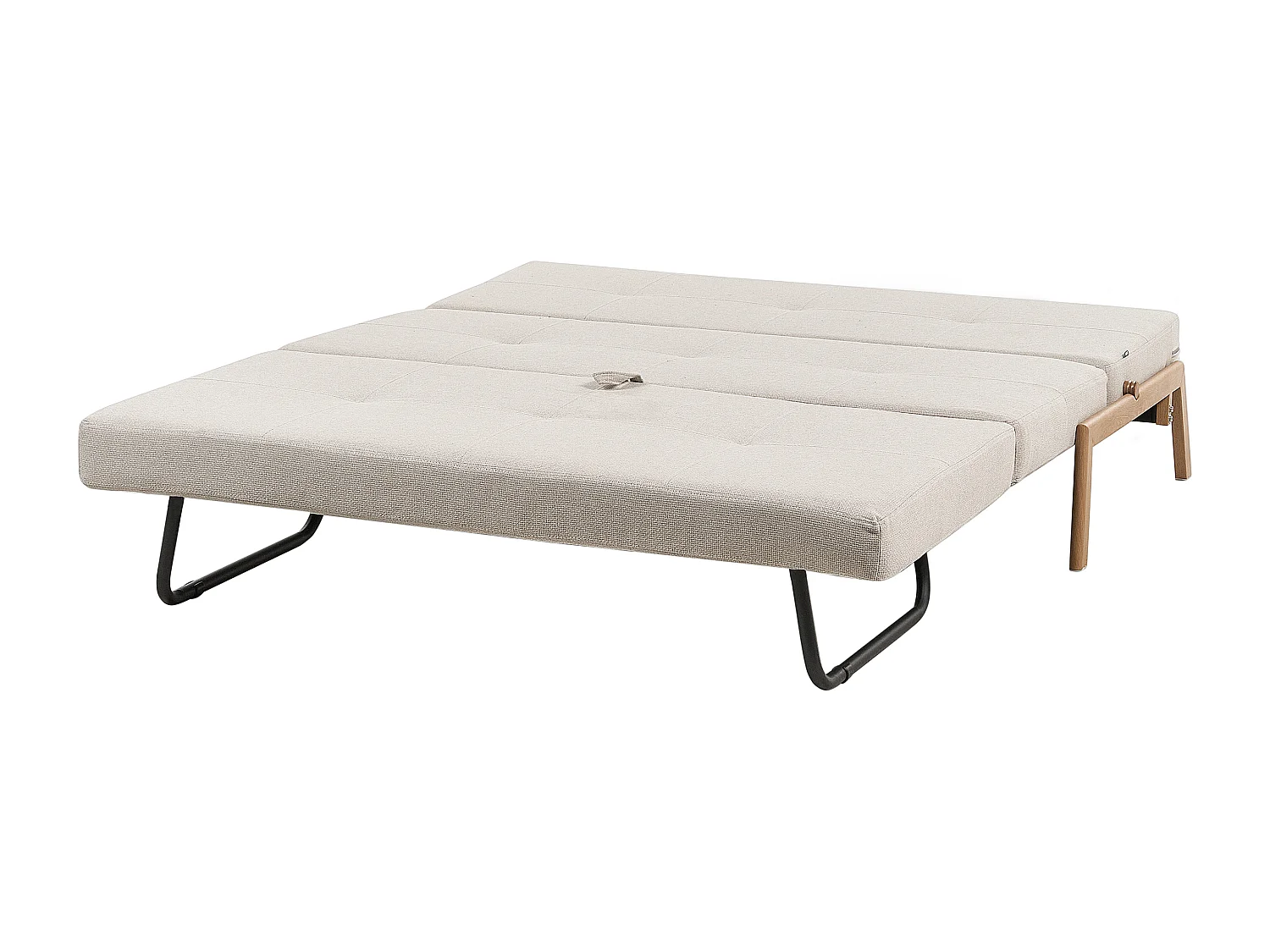 2-Sitzer Schlafsofa Stoffbezug beige gesteppt hohe Metallbeine Skandi Edland