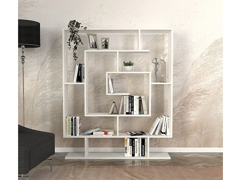 Estante de estilo escandinavo – 124,8 x 149,4 x 22 cm – branca – painel de partículas revestido de melamina