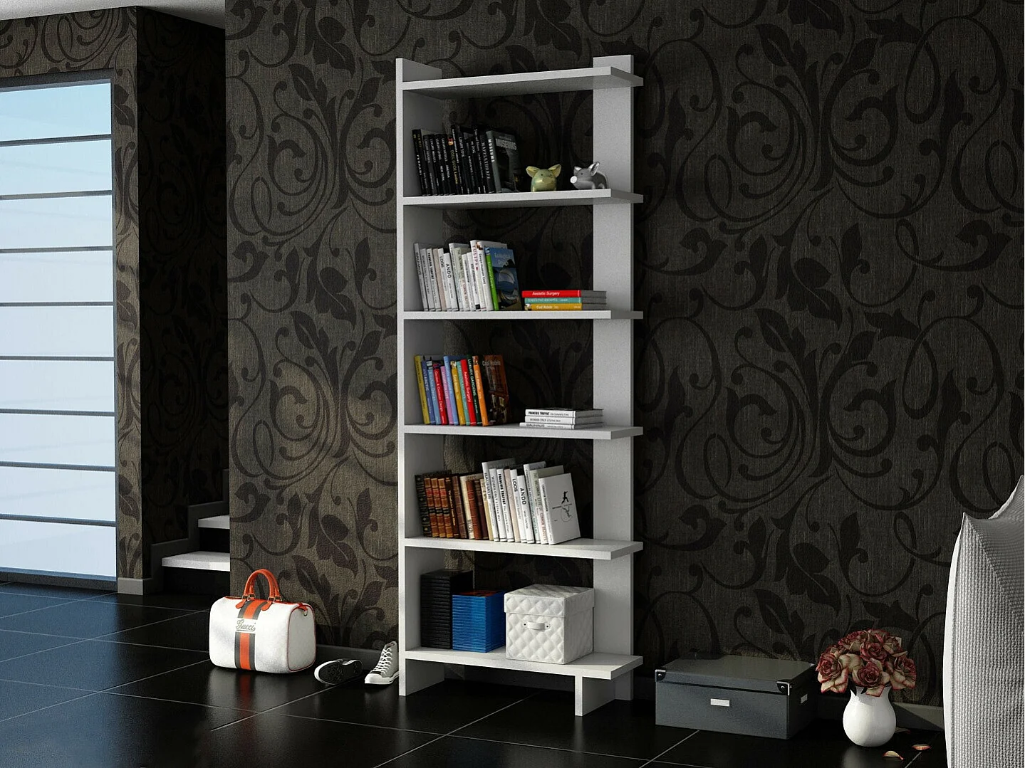 Estante moderna – 170 cm de altura – Branco – 100% painel de partículas revestido a melamina