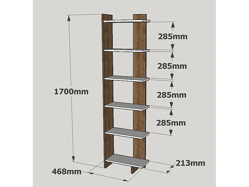 Estante moderna – 170 cm de altura – Branco – 100% painel de partículas revestido a melamina