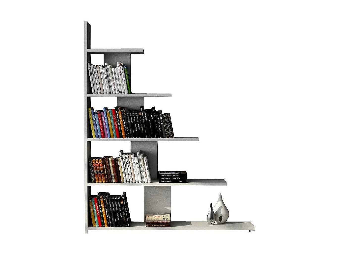 Estante moderna – 121,8 cm x 120 cm x 19,5 cm – Branca – Painéis de partículas revestidos de melamina