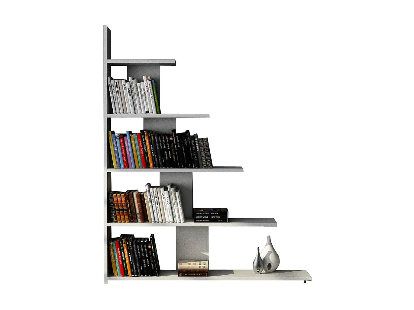 Estante moderna – 121,8 cm x 120 cm x 19,5 cm – Branca – Painéis de partículas revestidos de melamina