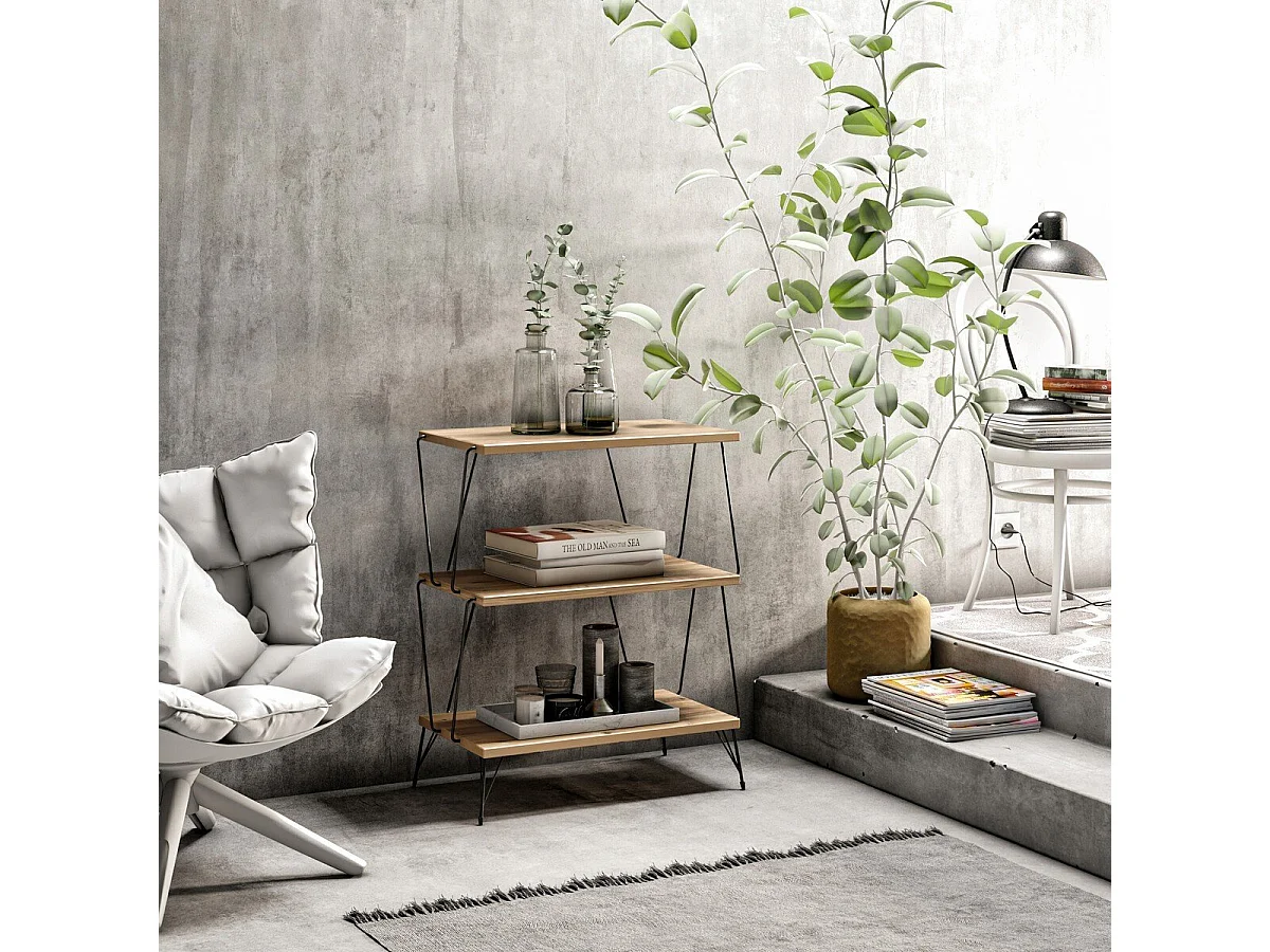 Estantería Kailua 1445, Abierta sin pared trasera, Metal|Aglomerado laminado, 75x48x31cm