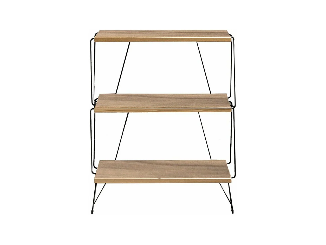 Etagère 3 niveaux avec structure en métal décor bois pin et noir  H76 cm - LAZANDOS