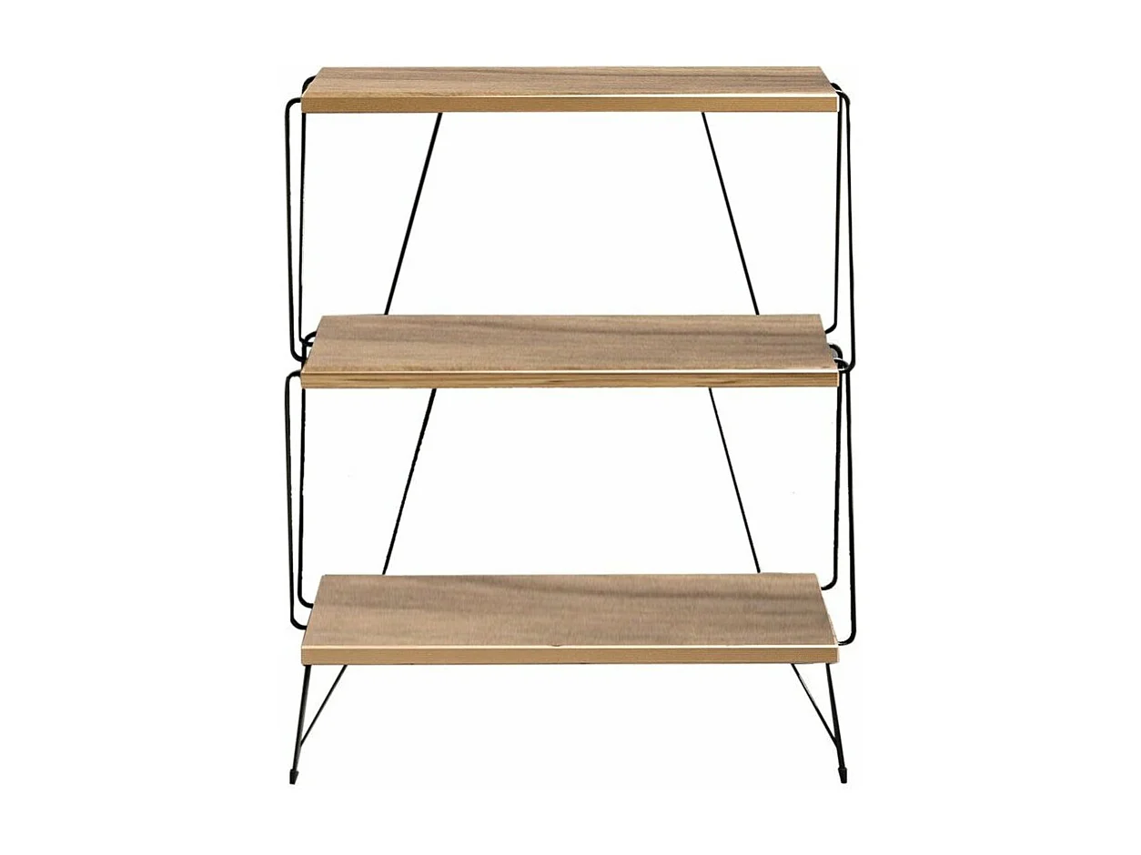 Etagère 3 niveaux avec structure en métal décor bois pin et noir  H76 cm - LAZANDOS
