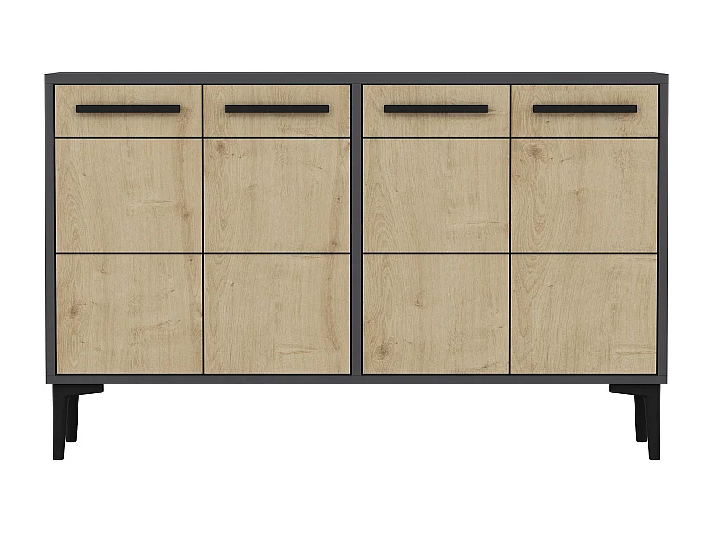 Aparador Kailua 1948, Roble|Antracita, 75x120x30cm, Aglomerado laminado