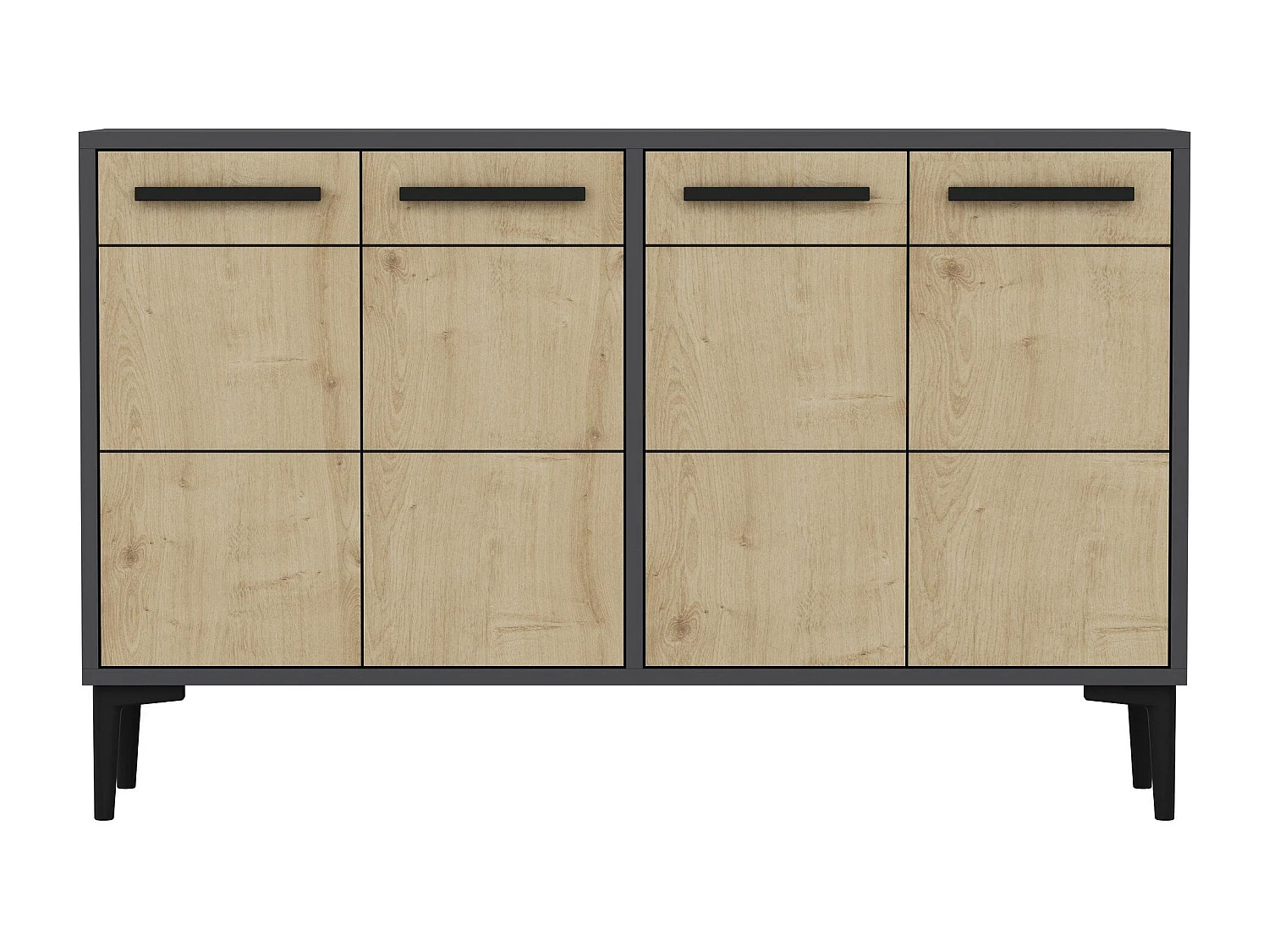 Aparador Kailua 1948, Roble|Antracita, 75x120x30cm, Aglomerado laminado