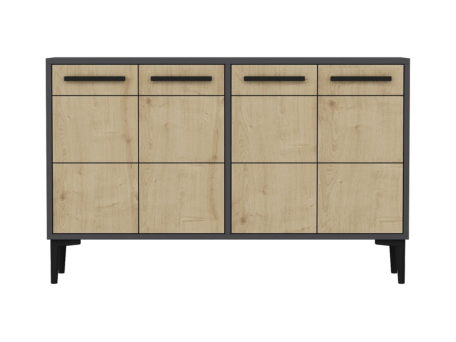 Aparador Kailua 1948, Roble|Antracita, 75x120x30cm, Aglomerado laminado