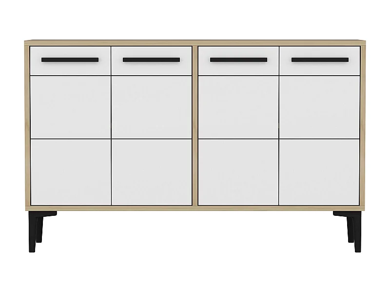 Aparador Kailua 1948, Roble|Blanco, 75x120x30cm, Aglomerado laminado