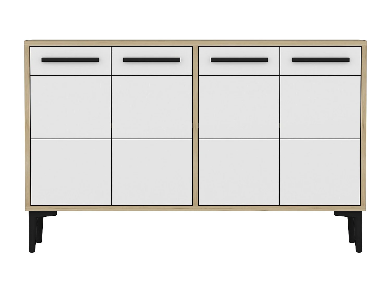 Aparador Kailua 1948, Roble|Blanco, 75x120x30cm, Aglomerado laminado