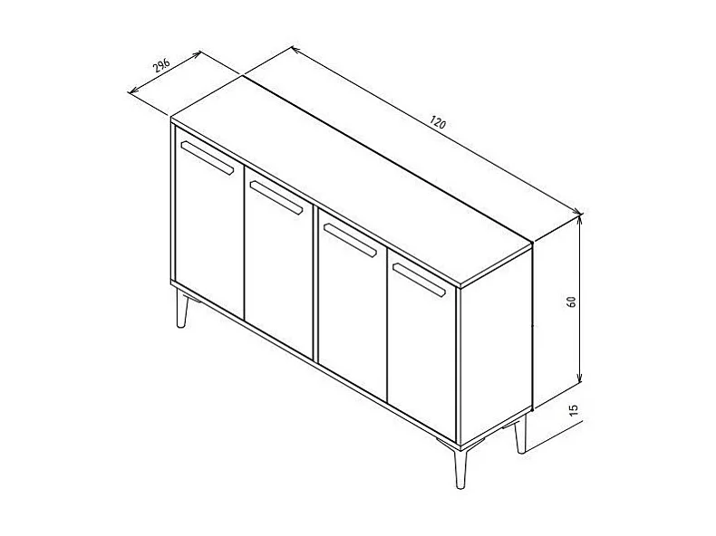Aparador – 120 cm x 30 cm x 75 cm – Carvalho Safira e Branco – MDF