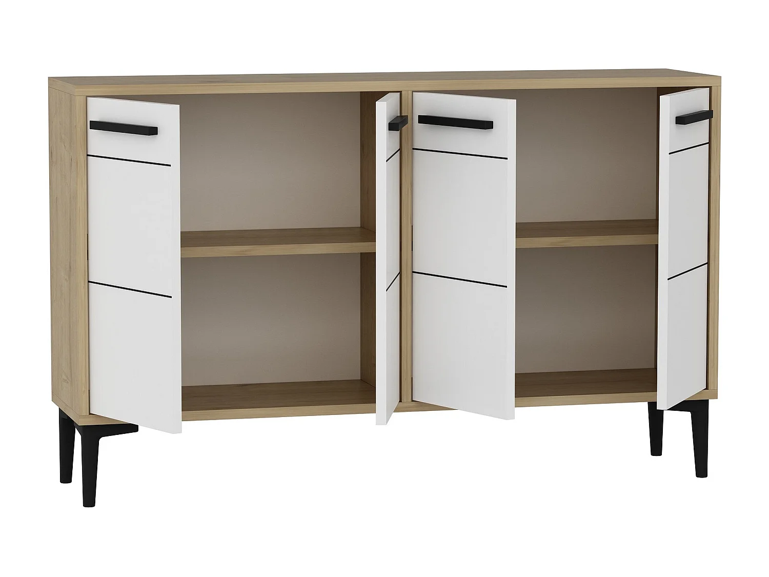 Aparador – 120 cm x 30 cm x 75 cm – Carvalho Safira e Branco – MDF