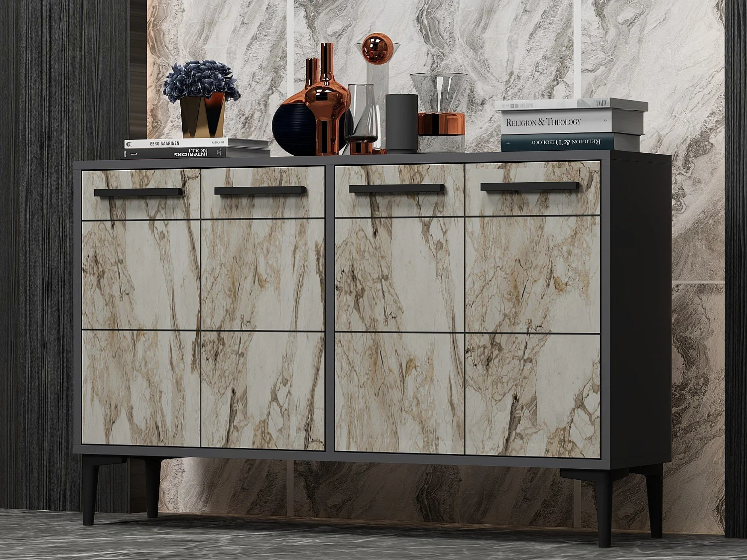 Aparador – 120cm x 30cm – Antracite e Mármore