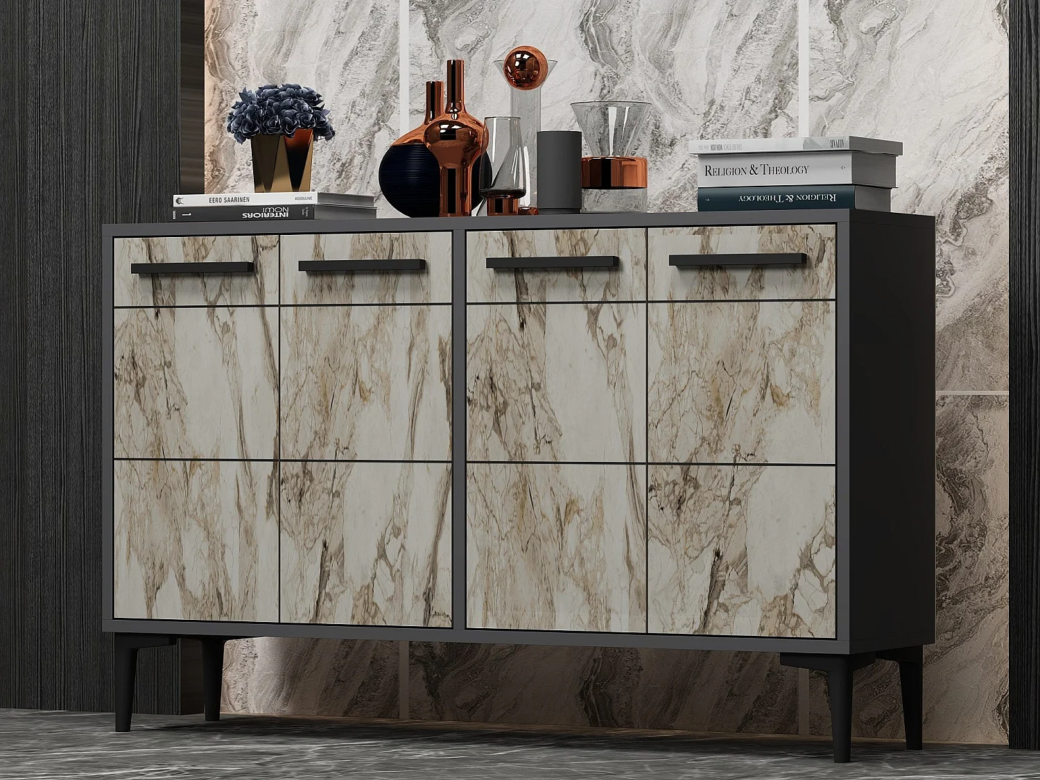 Aparador – 120cm x 30cm – Antracite e Mármore