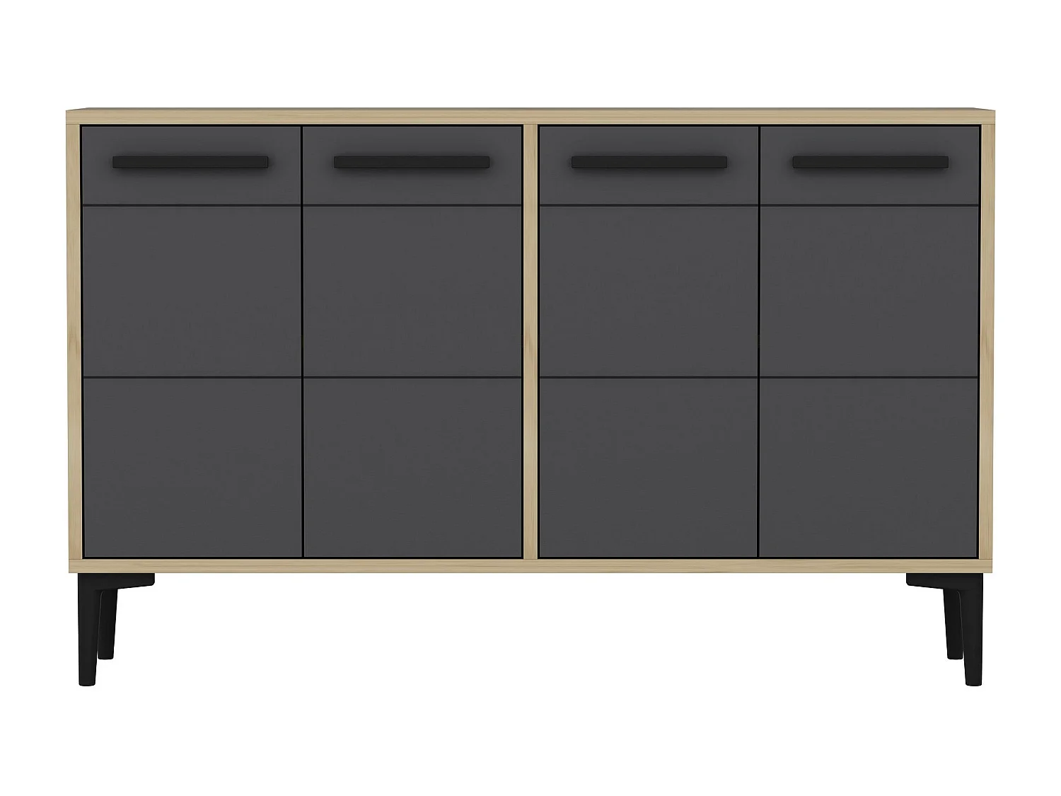 Aparador Kailua 1948, Roble|Antracita, 75x120x30cm, Aglomerado laminado