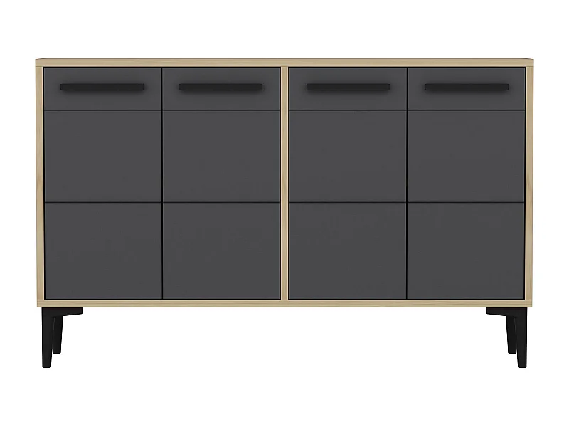 Aparador – 120cm x 30cm x 75cm – Carvalho Safira e Antracite – Painéis de partículas revestidos a melamina