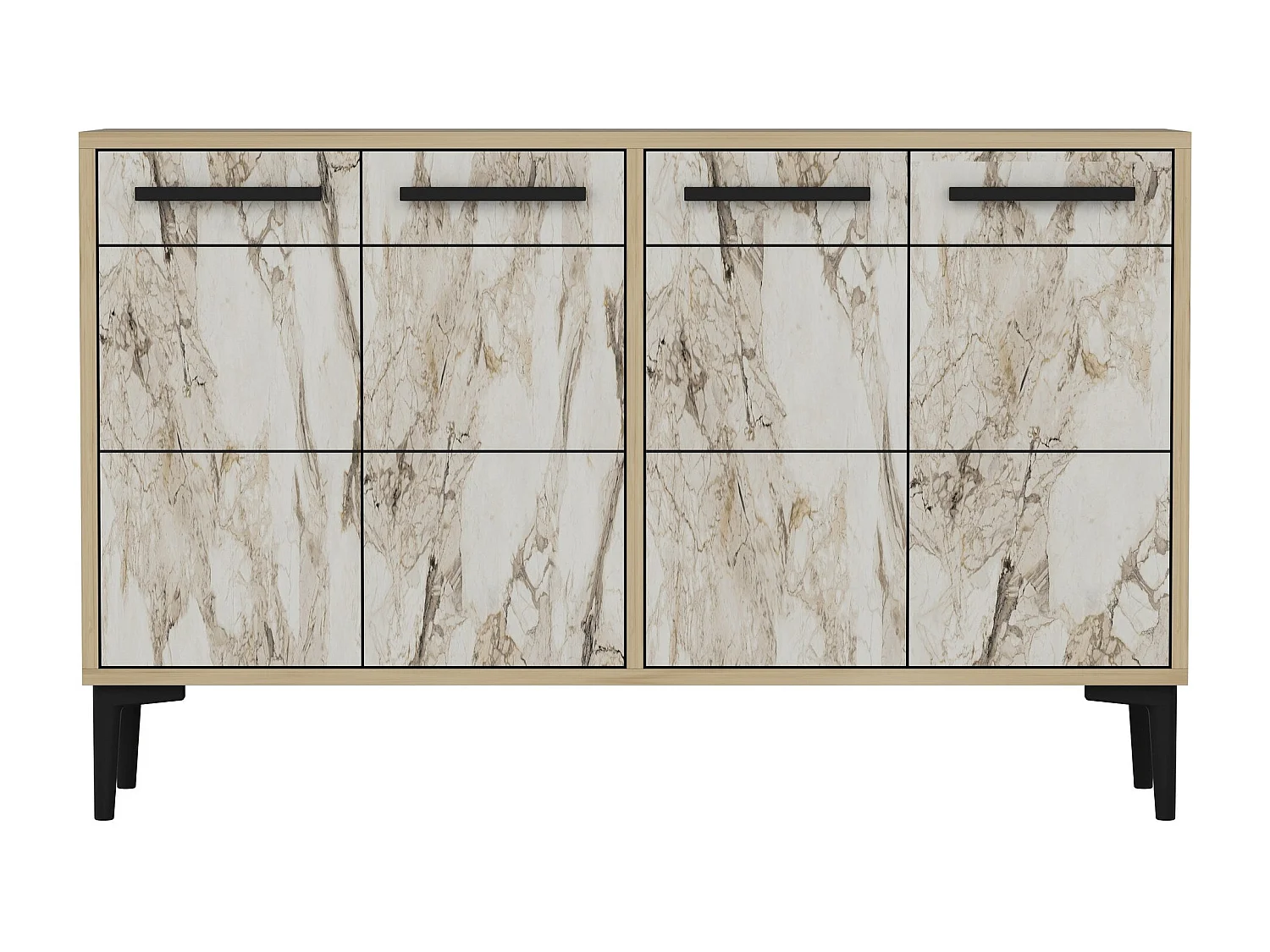 Aparador – 120 cm x 30 cm x 75 cm – Carvalho Safira e Mármore – MDF