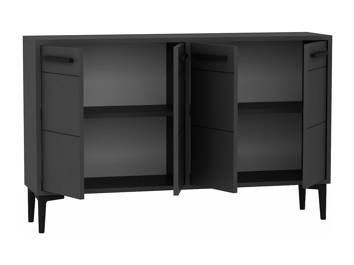 Aparador – 120 x 30 x 75 cm – Antracite – MDF Revestido em Melamina