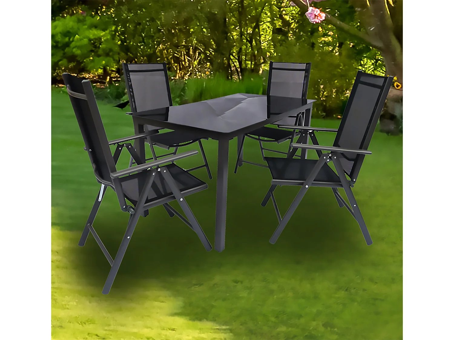 5 tlg. Alu Gartenset Sitzgruppe Tisch Stühle 140SW