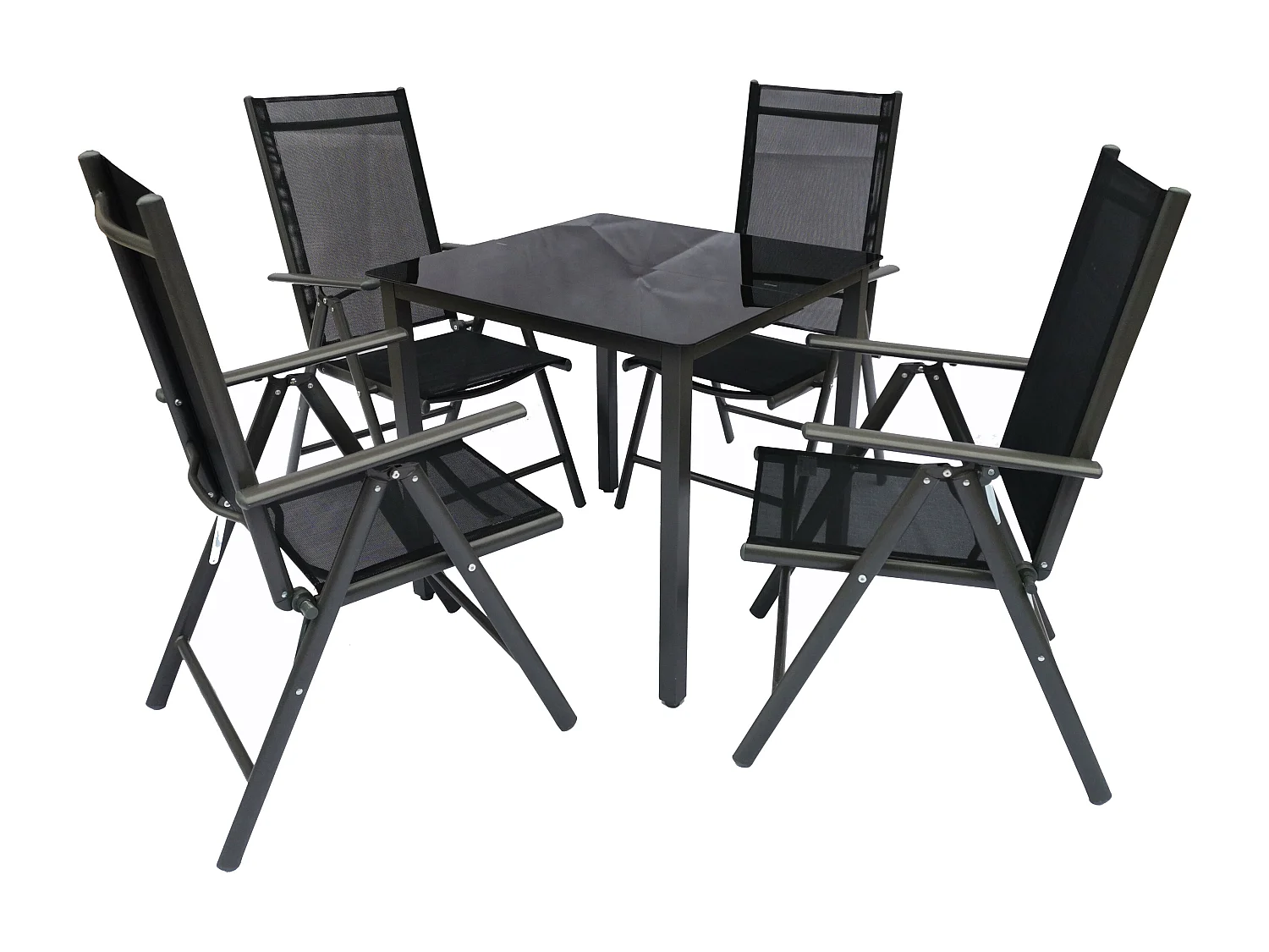 5 tlg. Alu Glas Tisch Gartenset Sitzgruppe 80 SW