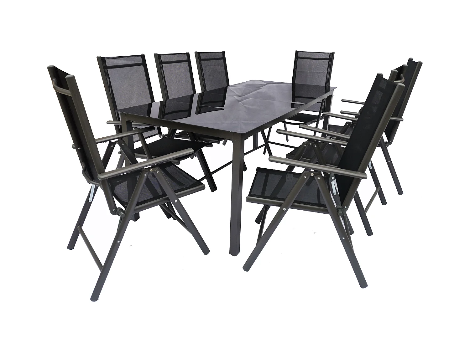 9 tlg. Alu Glas Tisch Gartenset Sitzgruppe 189SW