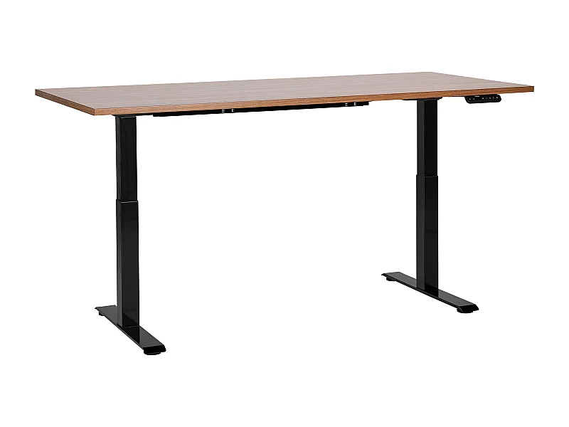 Elektrisch höhenverstellbarer Schreibtisch USB braun/schwarz 180x80cm DESTINES