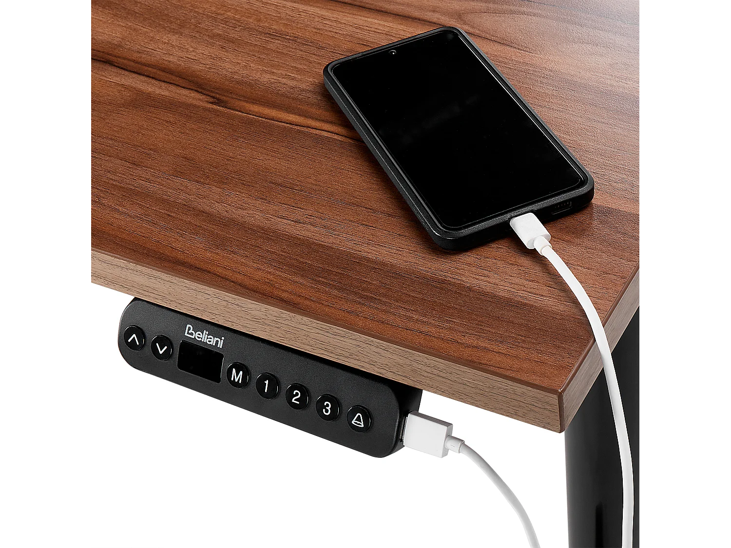 Elektrisch höhenverstellbarer Schreibtisch USB braun/schwarz 180x80cm DESTINES