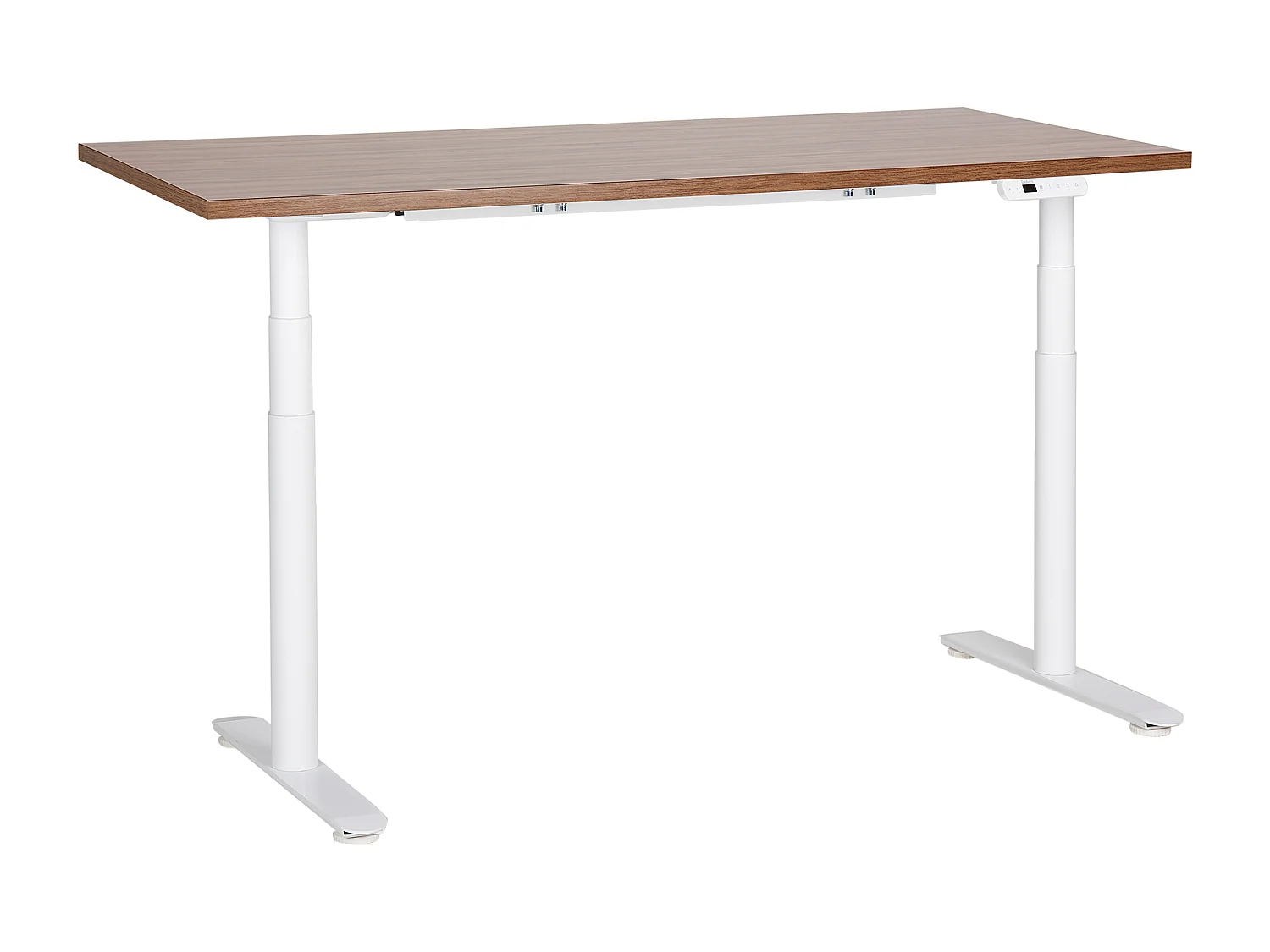 Secretária elevatória eletricamente ajustável castanha escura e branca 160 x 72 cm DESTINAS