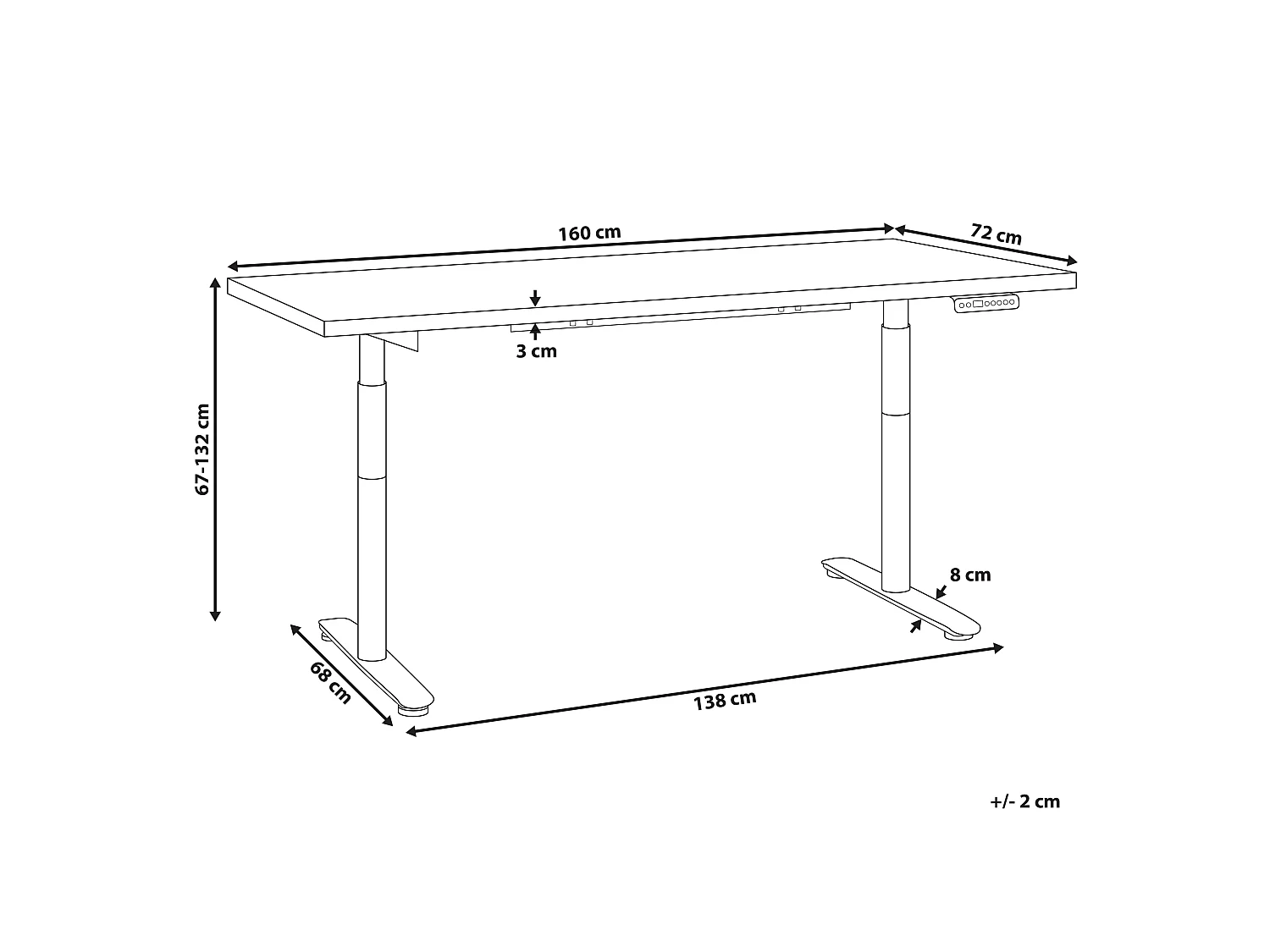 Scrivania regolabile elettricamente marrone scuro e bianco 160 x 72 cm DESTINAS