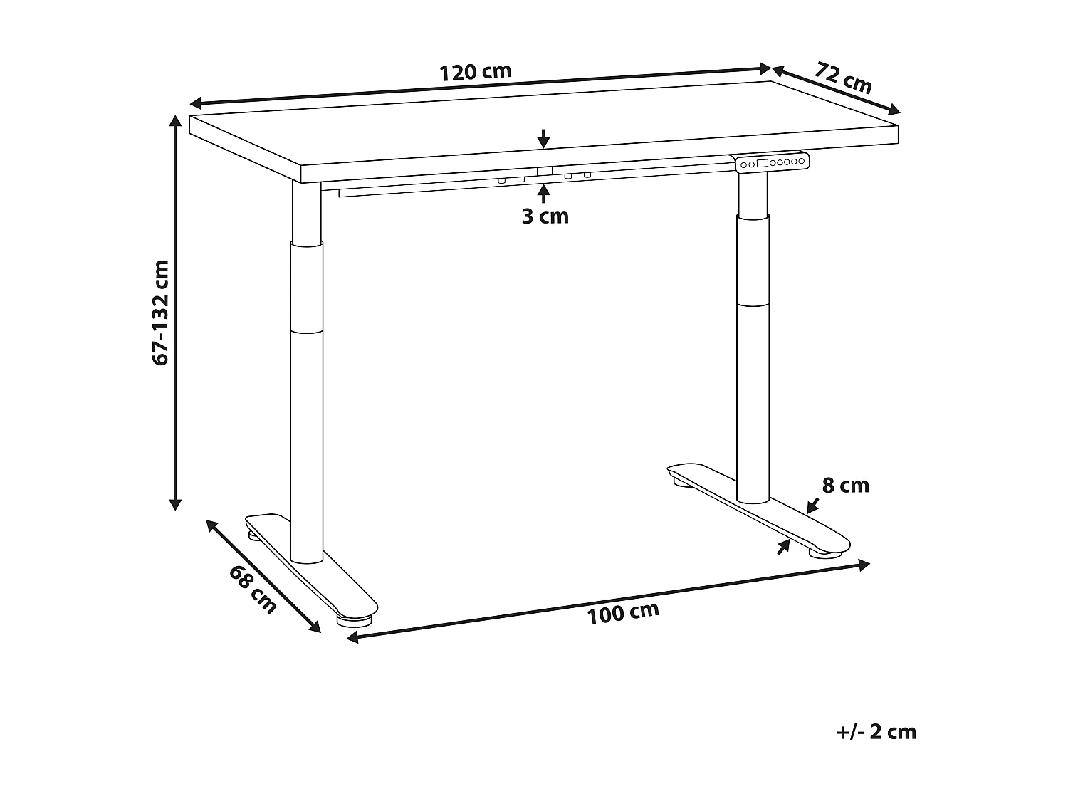 Biurko regulowane elektrycznie 120 x 72 cm szaro-białe DESTINAS