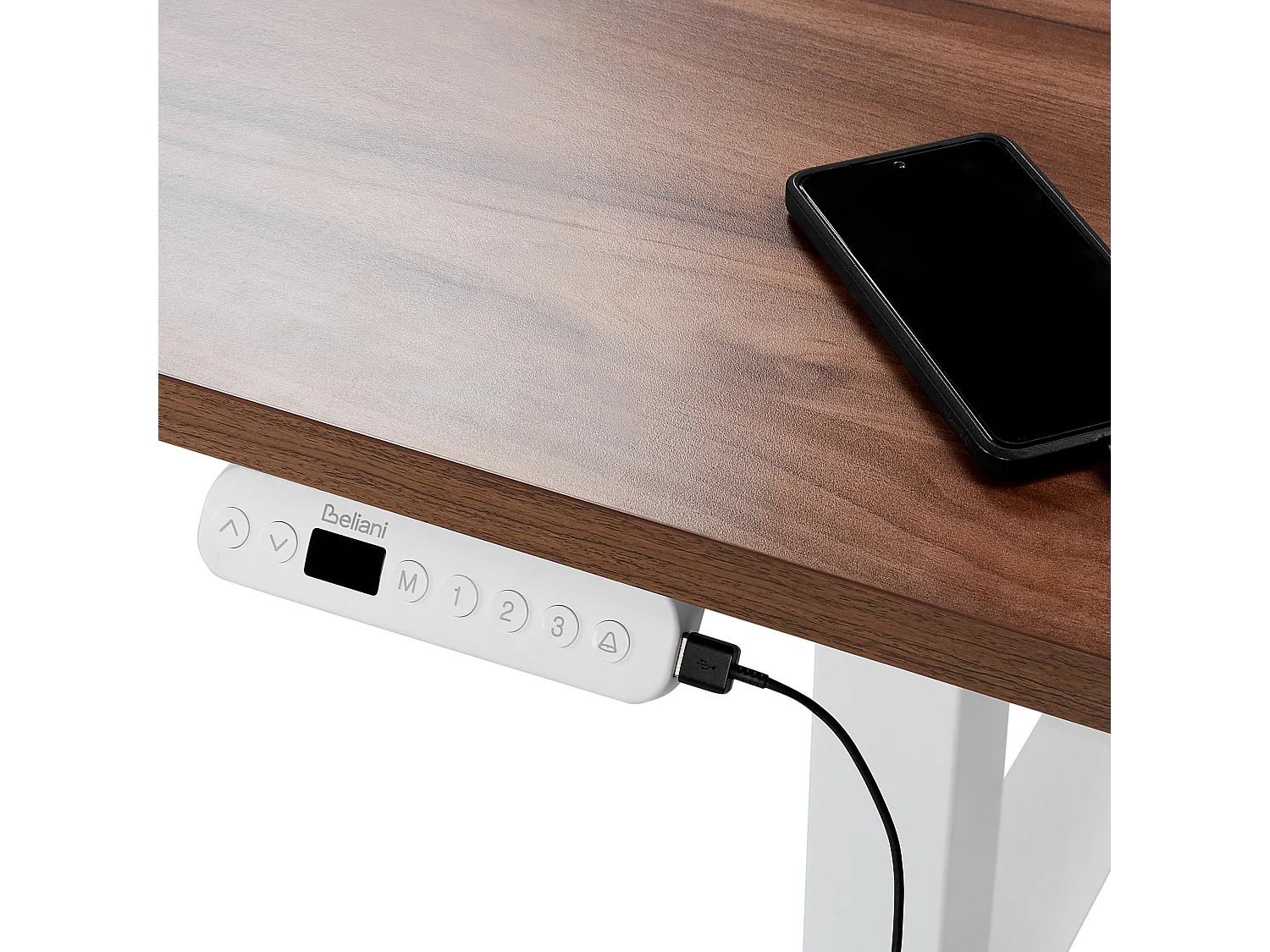 Secretária elevatória eletricamente ajustável castanha escura e branca 120 x 72 cm DESTINES