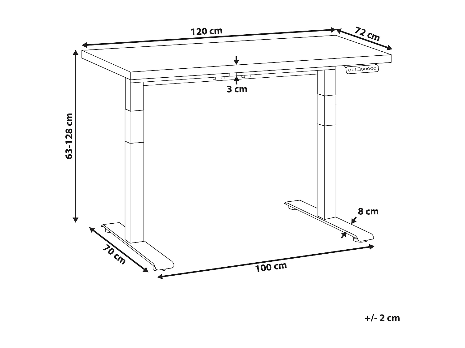 Schreibtisch braun / weiss 120 x 72 cm elektrisch höhenverstellbar DESTINES