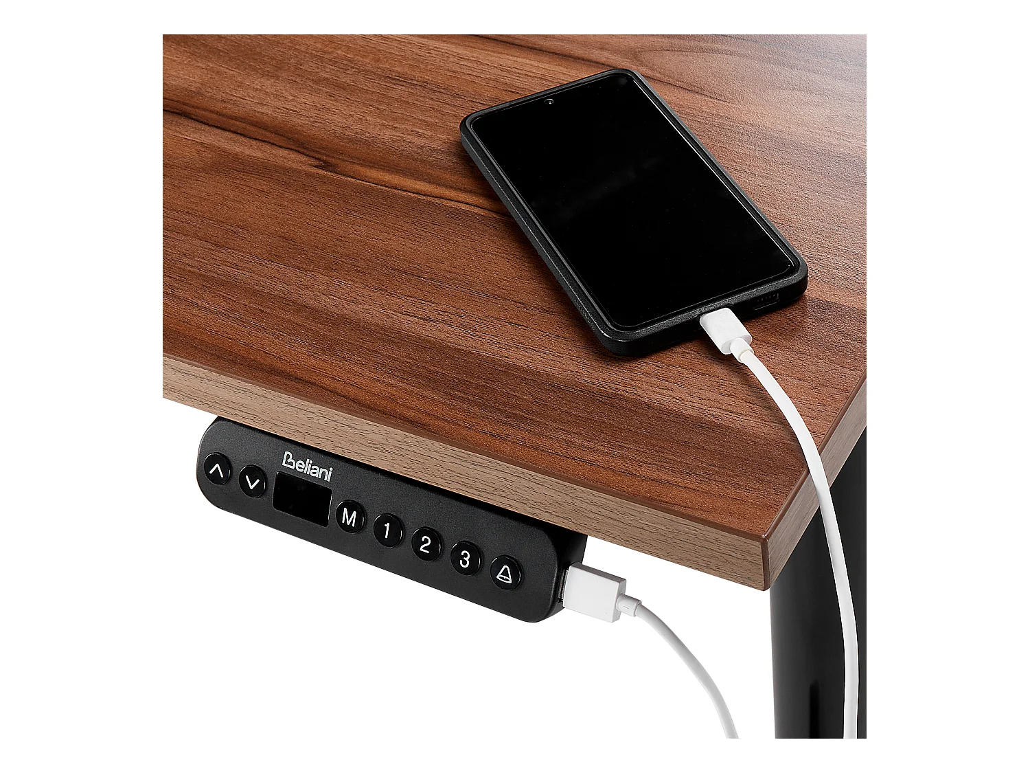 Elektrisch höhenverstellbarer Schreibtisch USB grau/schwarz 160x72 cm DESTINAS